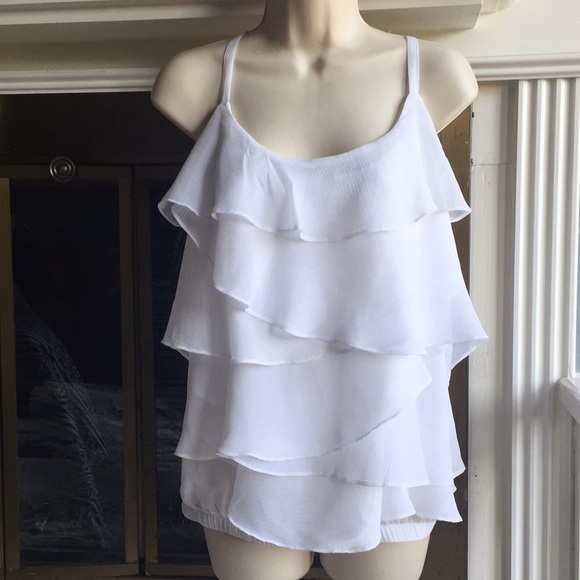 torrid Tops - Torrid white summer camisole layered ruffle top L